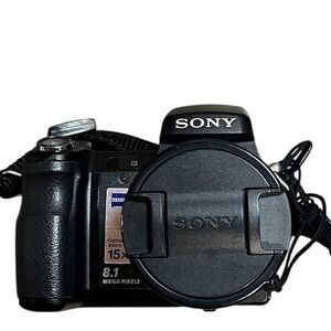 Sony Cyber-shot DSC-H7 Digital Camera 8.1MP Black 15x Zoom + Battery - Untested